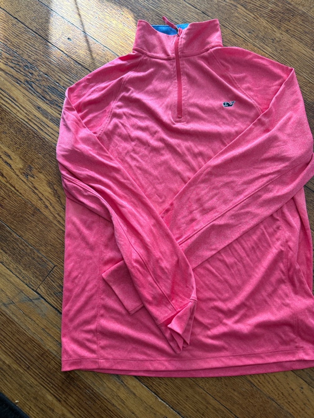 Vineyard Vines Coral Pink Half-Zip Pullover with Whale Emblem